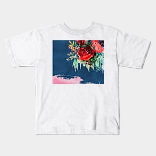 Midnight roses mixed media painting Kids T-Shirt